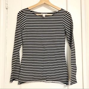 LOFT petite small black/white striped long sleeve
